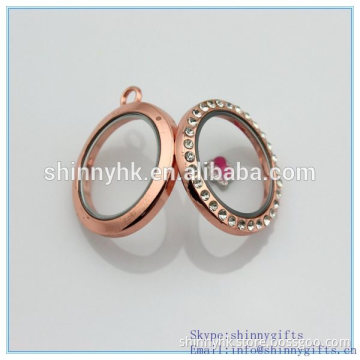 2014 hottest stainless steel cross glass locket pendant with diamond